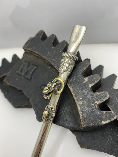 Bombilla de bronce y alpaca artesanal