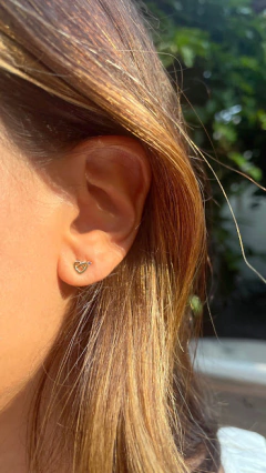 Conjunto Brinco com Anel Coração Zircônia Banho de Ouro 18K na internet