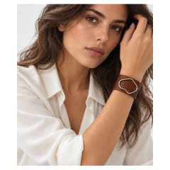 Pulsera de cuero Wave Dorada - comprar online