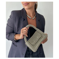 Imagen de Mini Bag Jackie Plateada, Perlas Tejidas