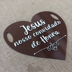 Imagem do Placa casamento Jesus nosso convidado de honra para Casamento Entrada Igreja Cerimônia formato coração 35X35CM
