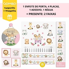 COMBO ESPECIAL SÁFARI AQUARELA ROSA + ENFEITE DE PORTA - comprar online
