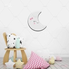 PLACA DECORATIVA INFANTIL MDF FORMATO LUA MENINA