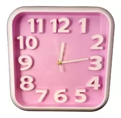 Reloj De Pared Grande Numeros Relieve Niños Color Rosa