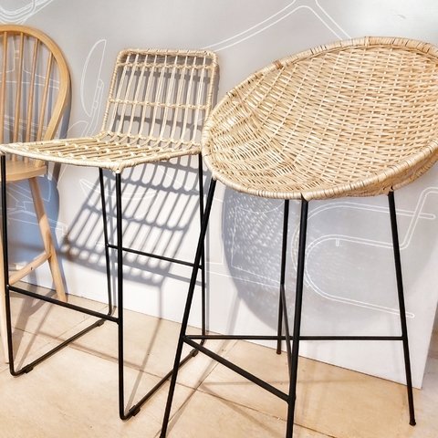 Banqueta EGG Mimbre y Hierro - comprar online