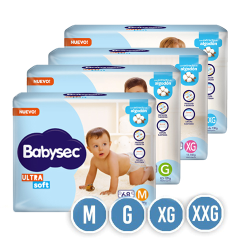 Pañales Babysec Ultra Soft Superpack