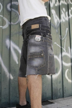 bermuda denim negro thono - comprar online