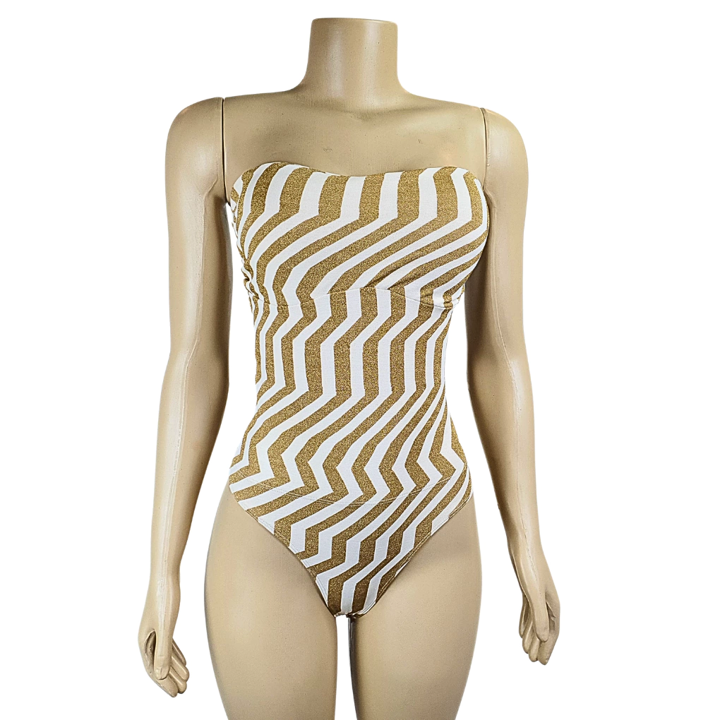 Body Tomara Que Caia Redutor De Medidas Alta Compressão Mooah Estampa Glitter Dourado