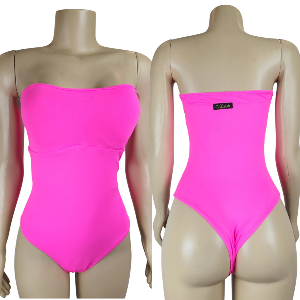 Maiô Redutor De Medidas Mooah Alta Compressão Mooah Tomara Que Caia Rosa Neon Bumbum Cavado