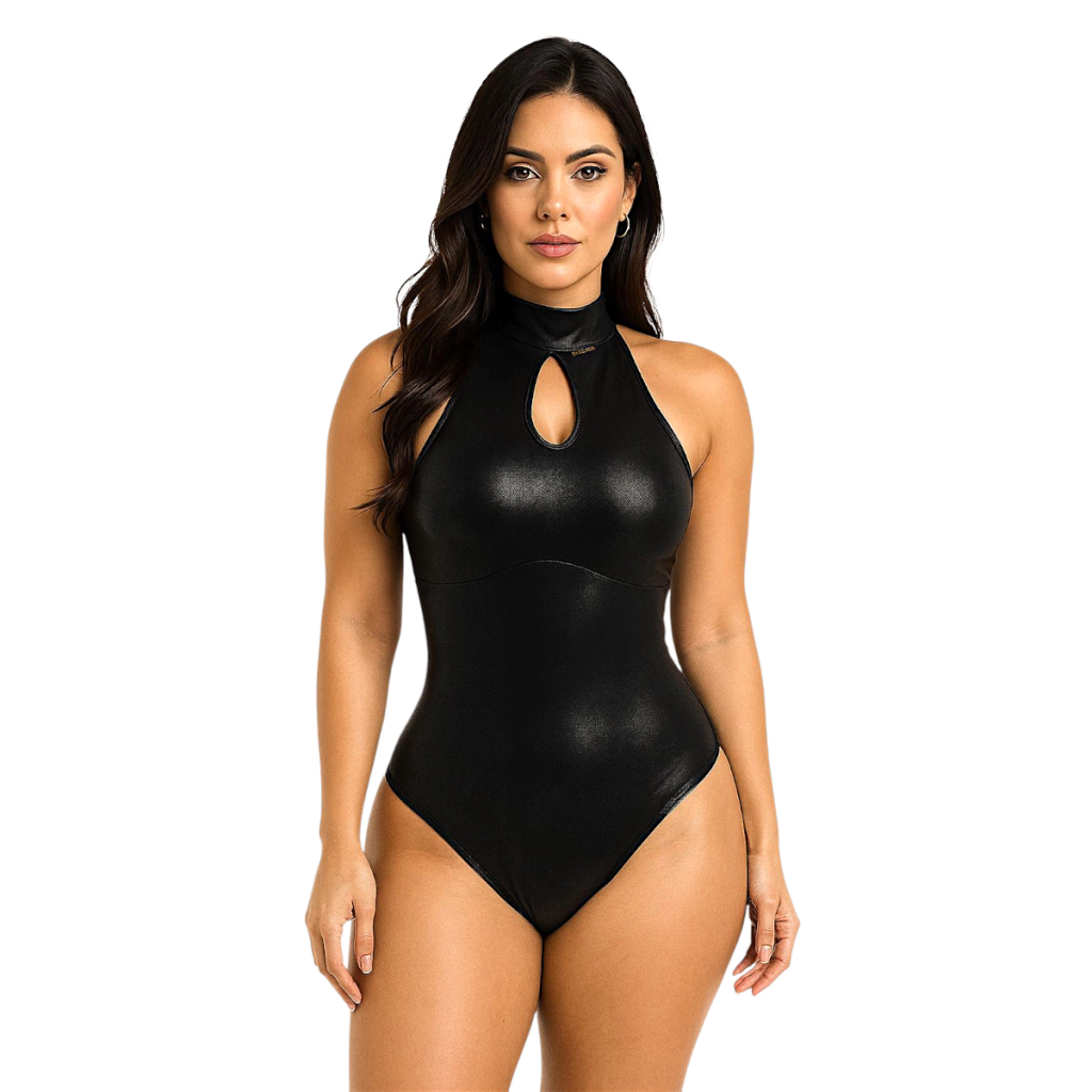 BODY GOLA ALTA DECOTE GOTA REDUTOR DE MEDIDAS ALTA COMPRESSÃO ABDOMINAL MOOAH PRETO GEL