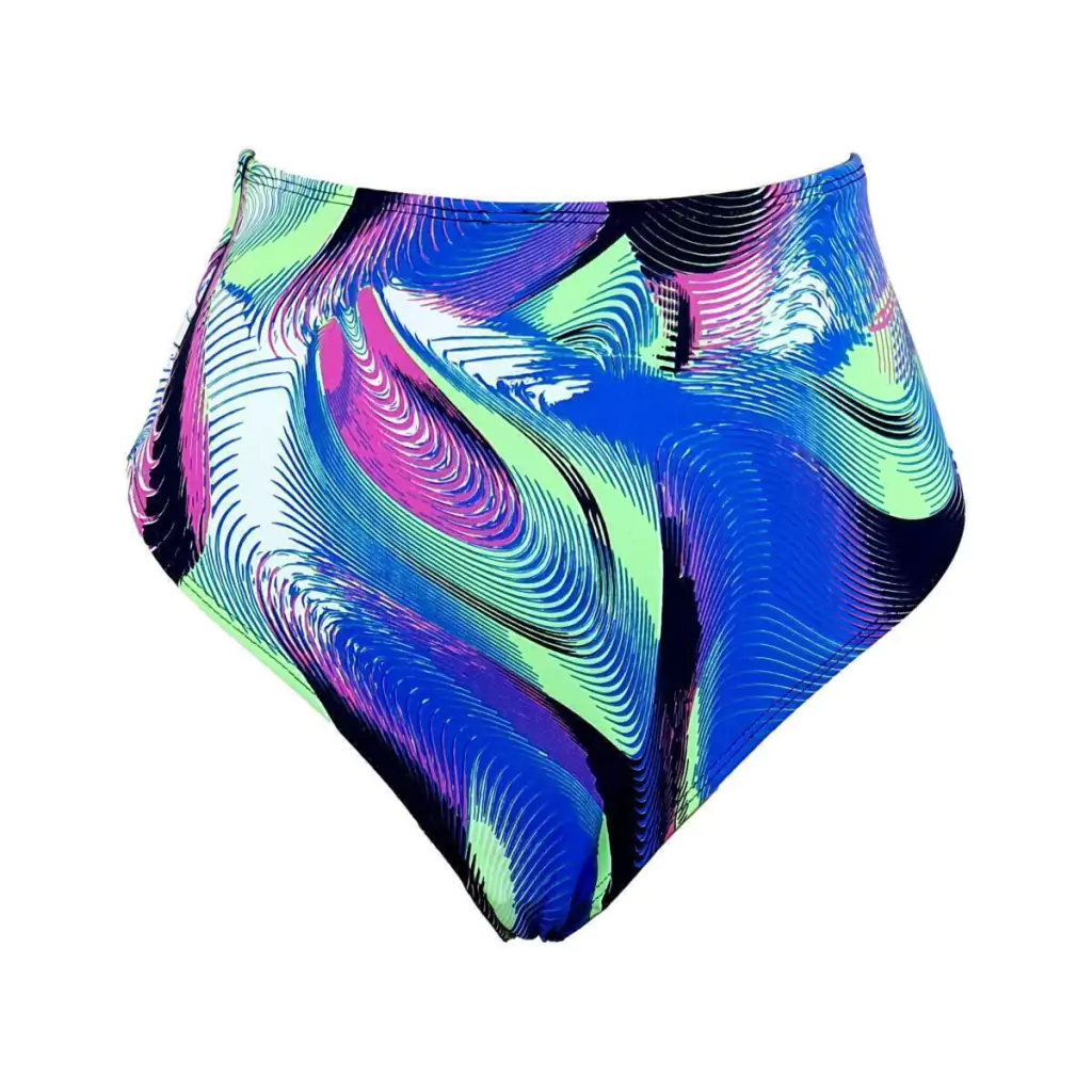 SUNKINI CINTURA ALTA CÓS LARGO REDUTOR DE MEDIDAS ALTA COMPRESSÃO ABDOMINAL MOOAH ESTAMPA DIGITAL AZUL- BUMBUM CAVADO TRADICIONAL