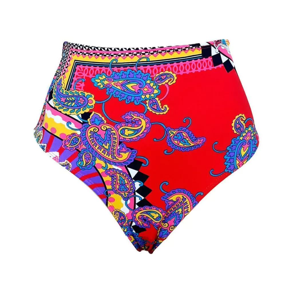 SUNKINI CINTURA ALTA CÓS LARGO REDUTOR DE MEDIDAS ALTA COMPRESSÃO ABDOMINAL MOOAH ESTAMPA DIGITAL VERMELHO- BUMBUM CAVADO TRADICIONAL