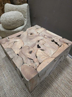 LON004-Mesa ratona de lonjas de Teca de 1x1 m cuadrada llena pesada - comprar online