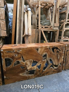 LON019- Consola patas y tablas de lonjas de teca 1,50x40x80cmh - Mirador