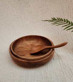 MAT003- Plato hondo de teca con borde 23x5cm H - comprar online