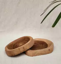 MAT084- Platito hondo rodaja de teca 13x3cm espesor - comprar online