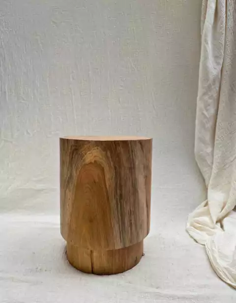 PED019-Pedestal de teca corcho alto 35x45cmh