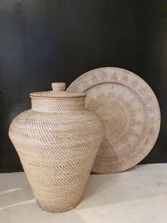 RRR340V- Cesto vibora de ratan Blanco 55x65cmH aprox