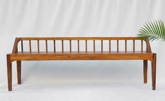 MUE097- Banco de teca alargado con respaldo bajo 180x40cm prof x 46cmh/ del asiento x 65cmh/respaldo en internet