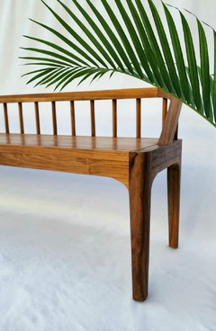MUE097- Banco de teca alargado con respaldo bajo 180x40cm prof x 46cmh/ del asiento x 65cmh/respaldo - Mirador