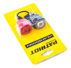 KIT DE LUCES PATRIOT RECARGABLES CON USB - Newbikes Argentina - Viví tu Mundo en Bici - Tienda de Bicicletas