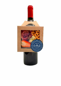 Mini Box Wine - Presente Elegante com Vinhos e Delícias - CESTA NA CAIXA - Café da manhã/brunch, platters e outros