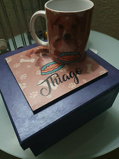 Kit 04 Caneca, camisa e box de madeira personalizados na internet