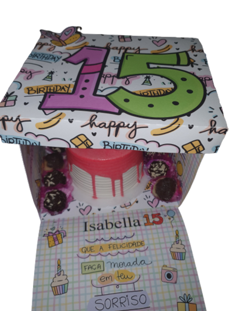 kit 07 - Caixa explosão com torta e brigadeiros - comprar online