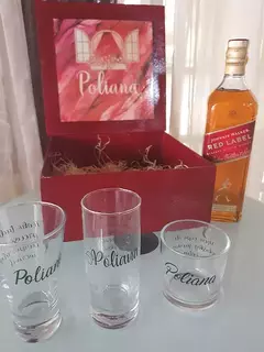 Box Whisky na caixa personalizada com copos e frios na internet