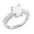 Anillo Solitario cúbic blanco , piedra baguette , medio sinfín