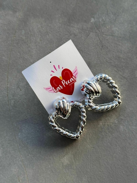 AROS CHAPON CORAZON PLATEADOS ¡fantasia!