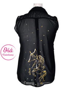 blusa de gasa negra centauro