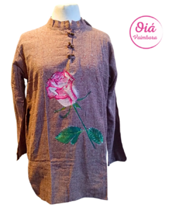 Imagen de Camisola de algodón con Rosa, bordo L