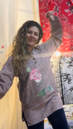 Camisola de algodón con Rosa, bordo L - comprar online