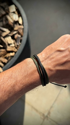 Pulseira de Corda mesclada verde + preto