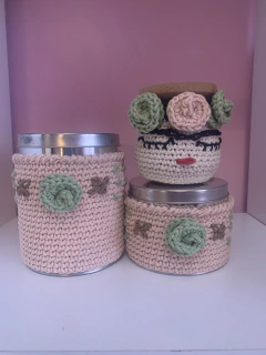 Latas matera y mate Frida con funda a crochet
