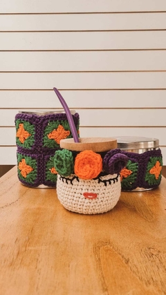 Latas matera y mate Frida con funda a crochet - comprar online