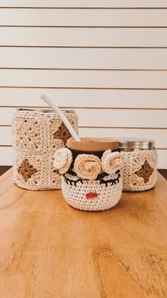 Latas matera y mate Frida con funda a crochet