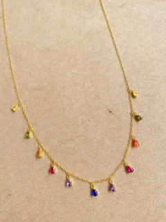 colar gotinhas coloridas em prata 925