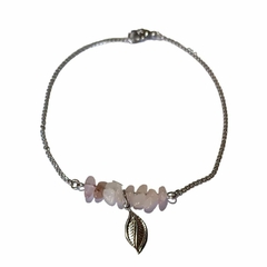 Pulsera/tobillera Escalla Rosa Dije Hoja Acero Quirúrgico