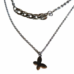 Collar Doble Dije Mariposa Acero Quirúrgico