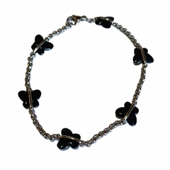 Pulsera Eslabones Mariposa Negra Acero Quirúrgica