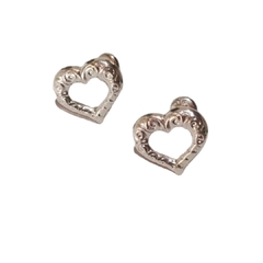 Aros Abridores Corazon Calado Plata