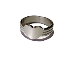 Anillo Corazón Y Tramado Abierto Acero Quirúrgico