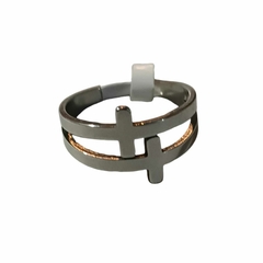 Anillo Dos Cruces Acero Quirúrgico