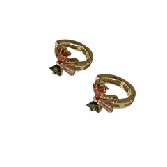 Aros Argollas Micropave Moño Acero Dorado