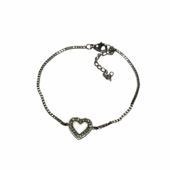 Pulsera Veneciana Corazon Stras Acero Quirúrgico