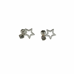Aros Abridores Estrellas Caladas Cubic Plata 925