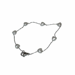 Pulseras Corazones Perlas Acero Quirúrgico