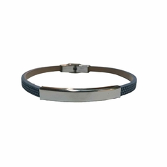 Pulsera Fina Caucho Celeste Acero Quirúrgico